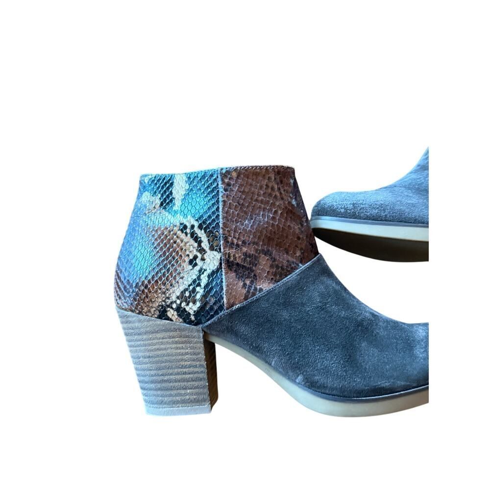 Eric Michael Booties Women 9.5 Brown Suede Snakeskin Boho Western Designer Spain - Picture 2 of 12